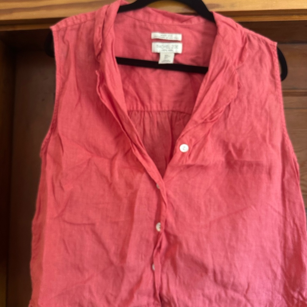 Rachel Zoe Pink Sleeveless Button-Down Shirt